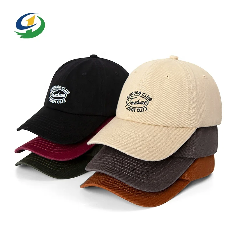 Wholesale Custom Embroidery Logo Unstructured Soft Top Baseball Hat unisex 6 panel Curved Brim Cotton Dad Hat Cap