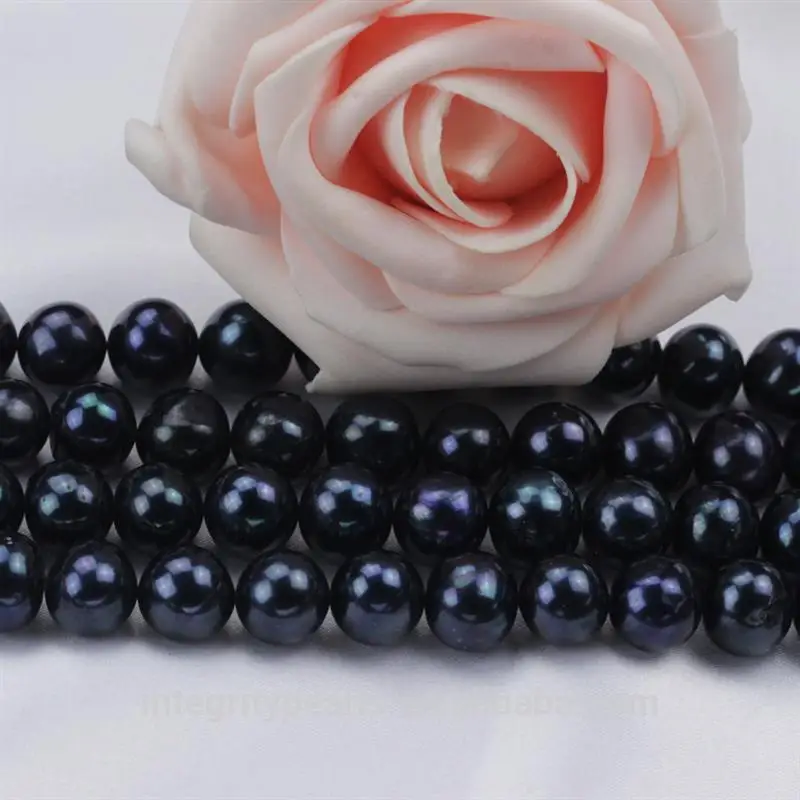 12-13mm AA grade large big size off round shape black color freshwater pearl beads