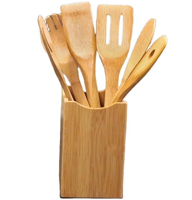 100% натуральная бамбуковая кухонная лопатка, ложка, щипцы для приготовления пищи, деревянная лопатка, набор антипригарной посуды для приготовления пищи