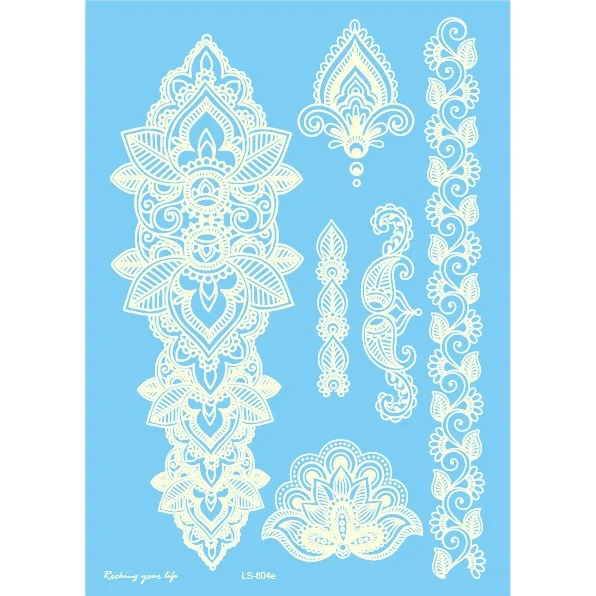 White Lace Pattern Flower Girls Waterproof Tattoo Stickers 3D Blossom Lady Shoulder Diy Temporary Tattoos