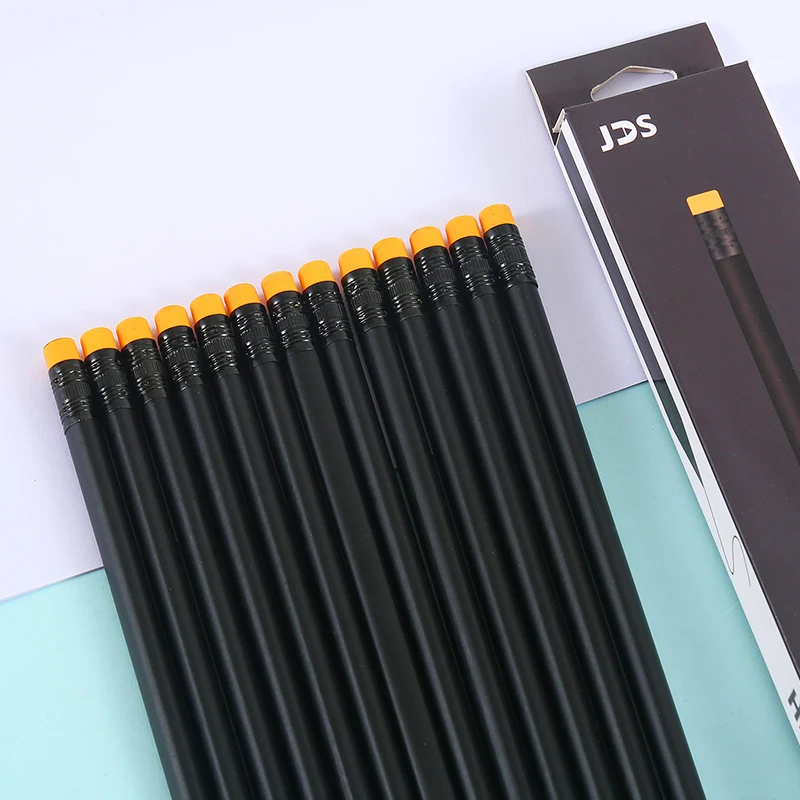 DASHENG High Quality HB Black Wooden Pencils Set 10 Pcs with Eraser for Writing Drawing Standard Office School Promotional