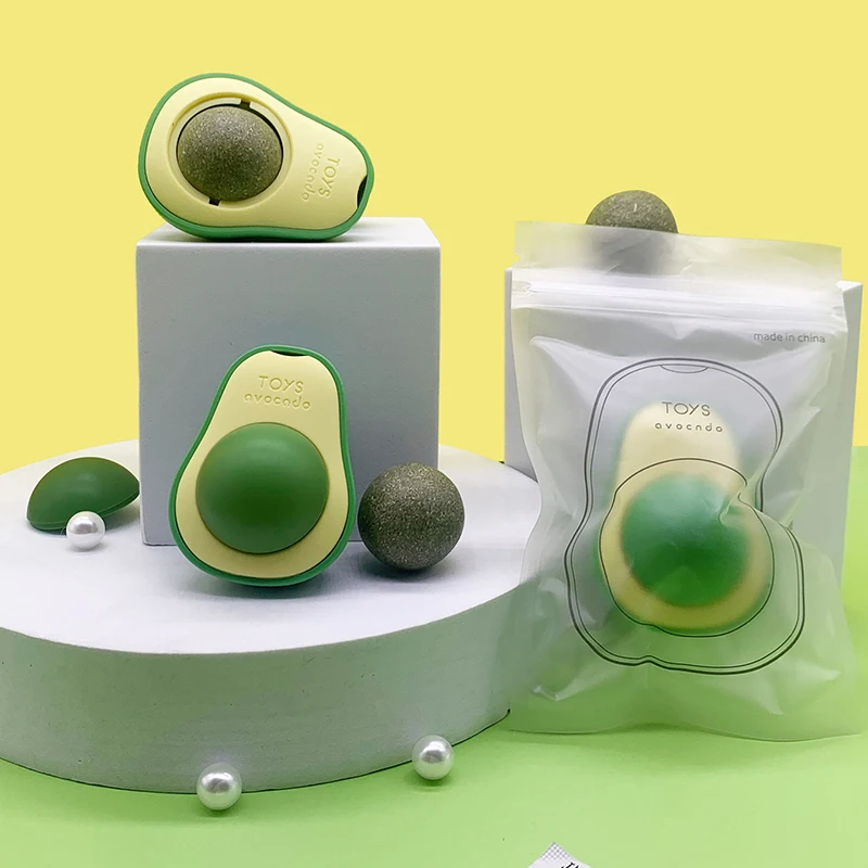 Cat Licking Toy Natural Catnip Wall Stickup Avocado Style Insect Gall Fruit Cat Snacks Clean Intestinal Cleansing Tone Cat Toy