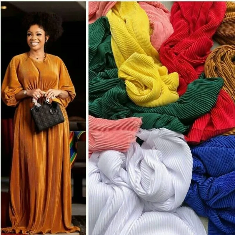 100% polyester pleated crepe tulle fabric