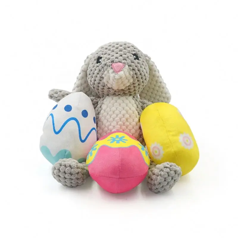 High Quality Dog Toys For Aggressive Chewer Easter Bunny Eggs Dog Plush Toy