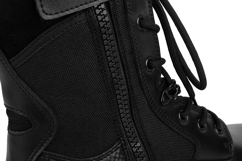 Черные кожаные военные тактические ботинки до щиколотки, армейские ботинки для мужчин