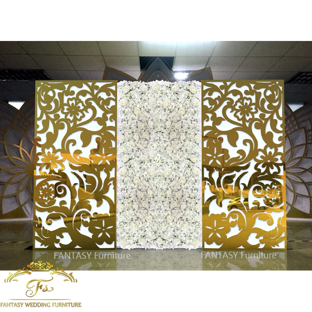Luxury Newest Golden Wedding Backdrop With Flowers for Wedding Event Decoration