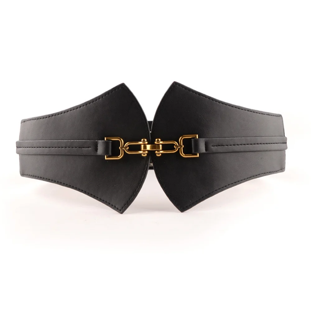 Retro Width All-match Vintage Leather Waistband Female Fashion New Elastic Cummerbunds Ladies Black Belt VD2444