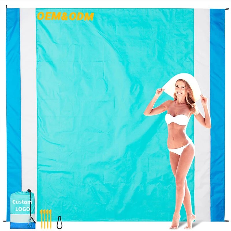 Custom Logo Extra Large Camping Mat Sand Free Quick Drying Outdoor Picnic Mat 2-8 Person Beach Mat for Beach Accessories