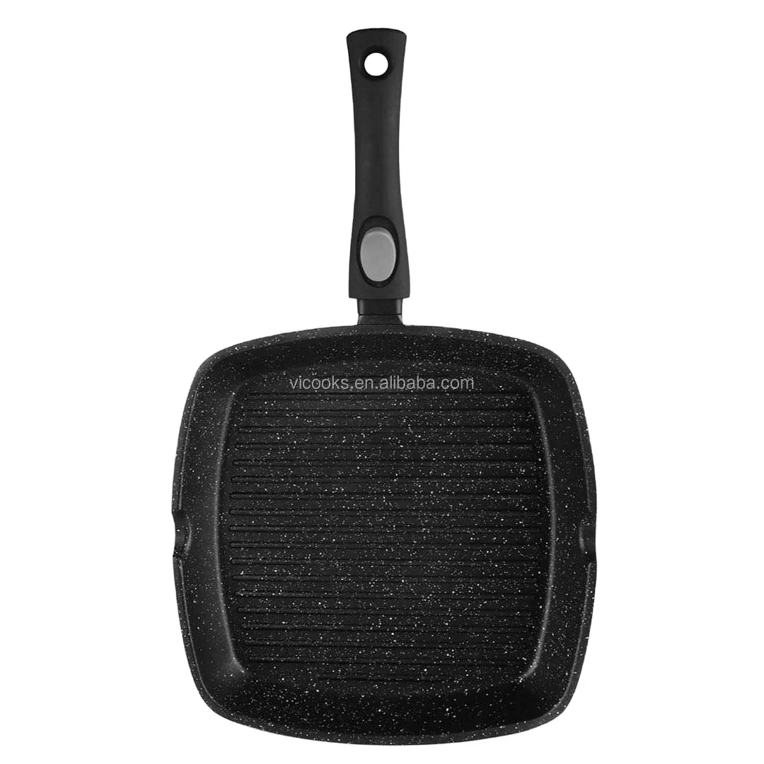 Pre-Seasoned Cast Iron Skillet Grill Pan 9 Inch Square Steak Pan With Cooking Ridges