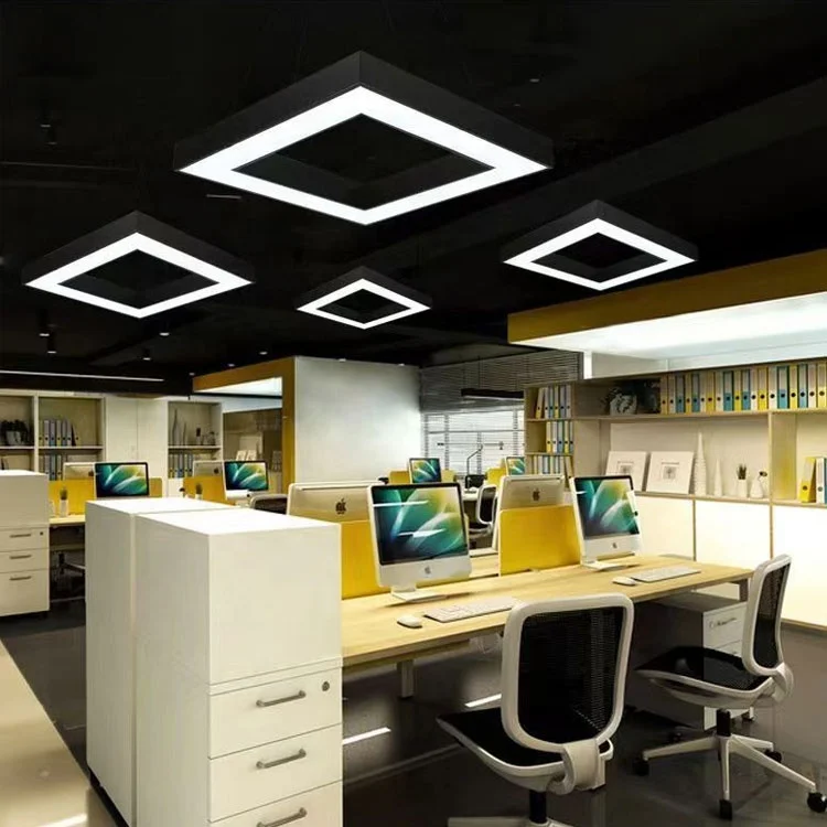 Подвесная квадратная лампа черный белый современный комнатный линейный подвесной светильник Светодиодная прямоугольная люстра