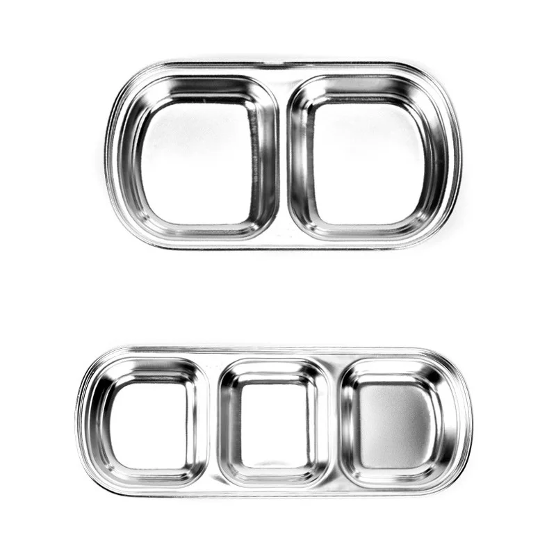 SP2571Barbecue dipping plate Outdoor stainless steel sauce plate Picnic multi grid seasoning plate