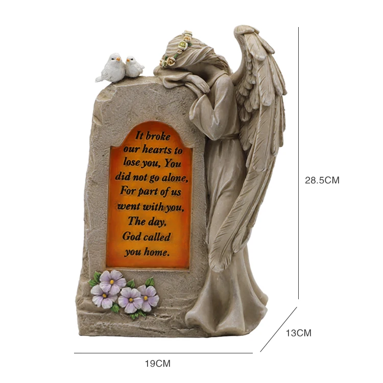 Hot selling handmade memorial grave ornaments, angel figurines statues and crying angel garden headstone,