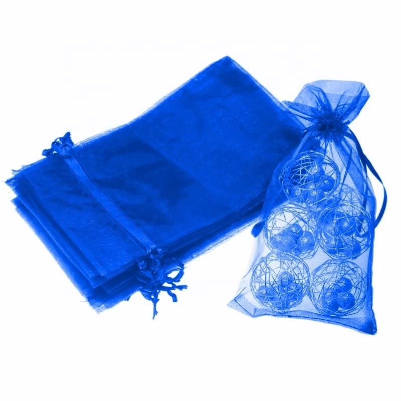 custom organza bags with logo blue drawstring organza bag
