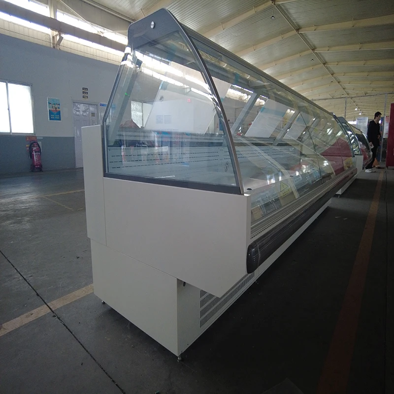 Supermarket corner fresh meat display freezer/supermarket cooked food display refrigerator Meat shop fresh fish service counter