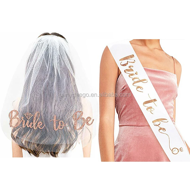 Factory Wholesale  Bride To Be Sash Bride Veil Set Party Supplies