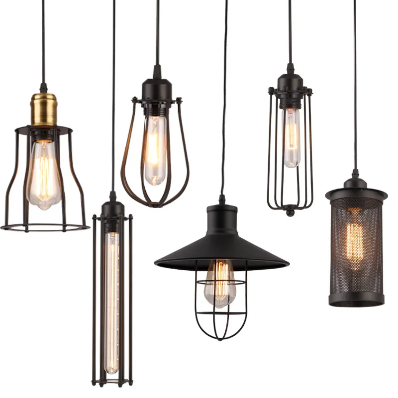 American minimalist wrought iron chandelier creative office restaurant bar decoration retro small chandelier