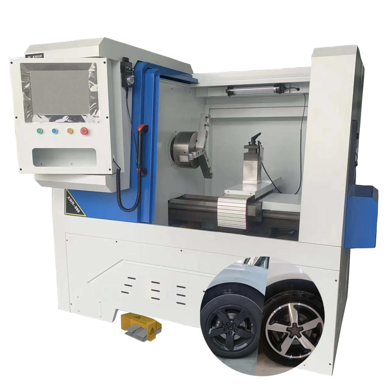 WRS Laser scanning Diamond cut alloy wheel rim repair CNC Lathe machine AWR900