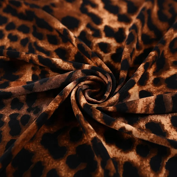 Shaoxing textile city hot selling fashionable knitted stretch 96% polyester 4% spandex leopard print fabric