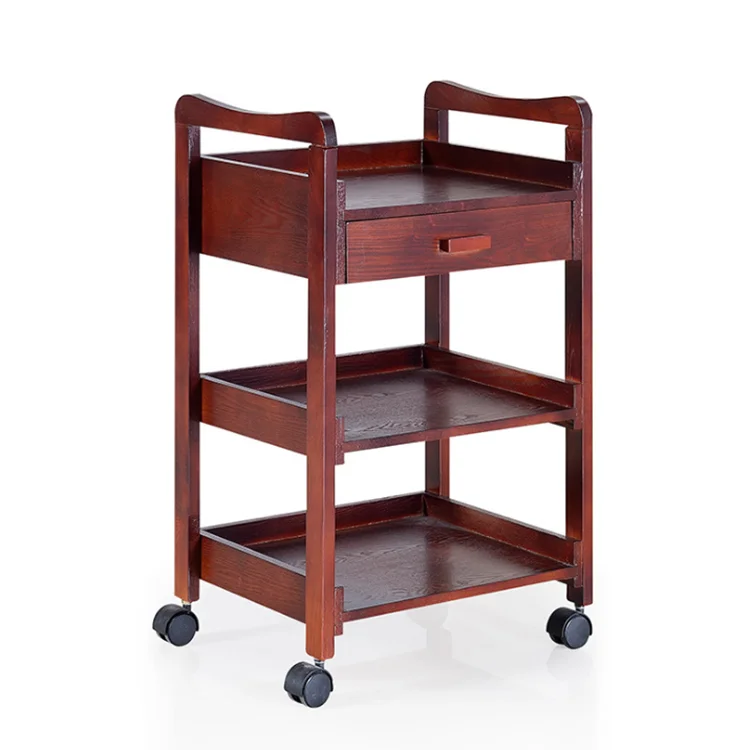 Классическая деревянная тележка с выдвижным ящиком для мебели салона красоты, Парикмахерская тележка, тележка для салона красоты