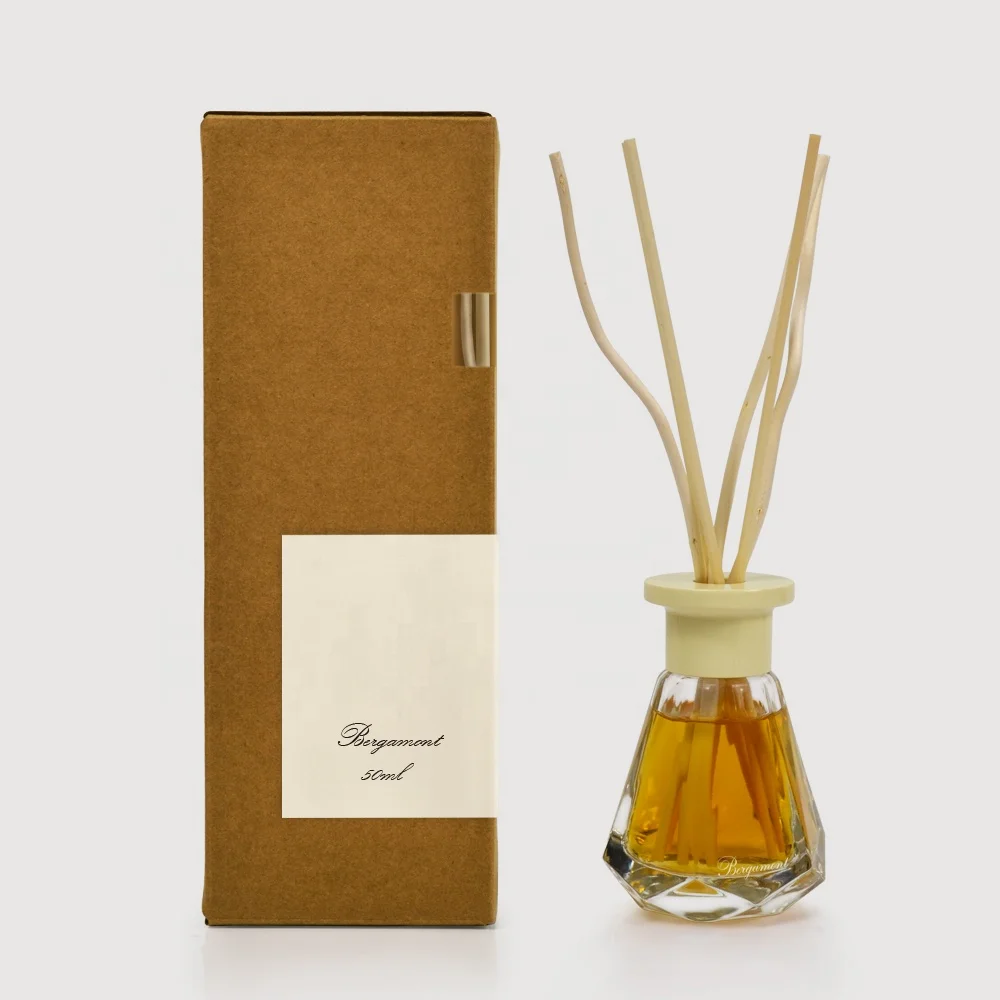 Home Decor Air Freshener 50ml Essential Oil Aroma Clear Glass Reed Diffuser Bottle with Stick