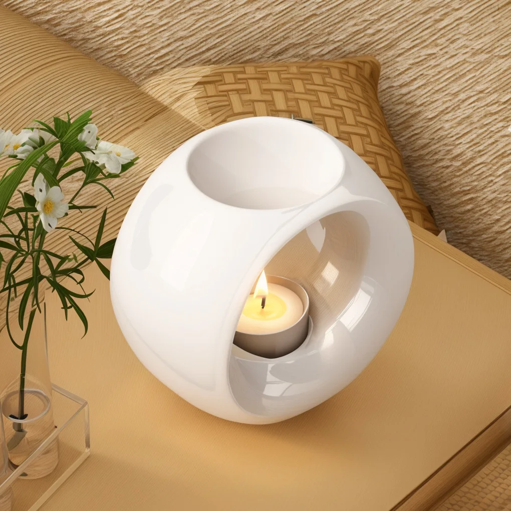 Hot selling porcelain oil heater ceramic Essential oil incense burner for home decor meditation