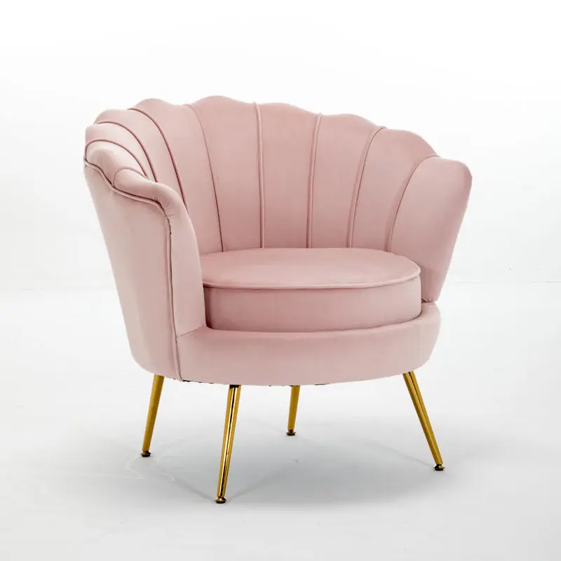 Wholesale Modern Flower Shape Luxury Fabric Leisure Lounge Chairs Pink Nordic Accent Relaxing Velvet Arm Single Sofa
