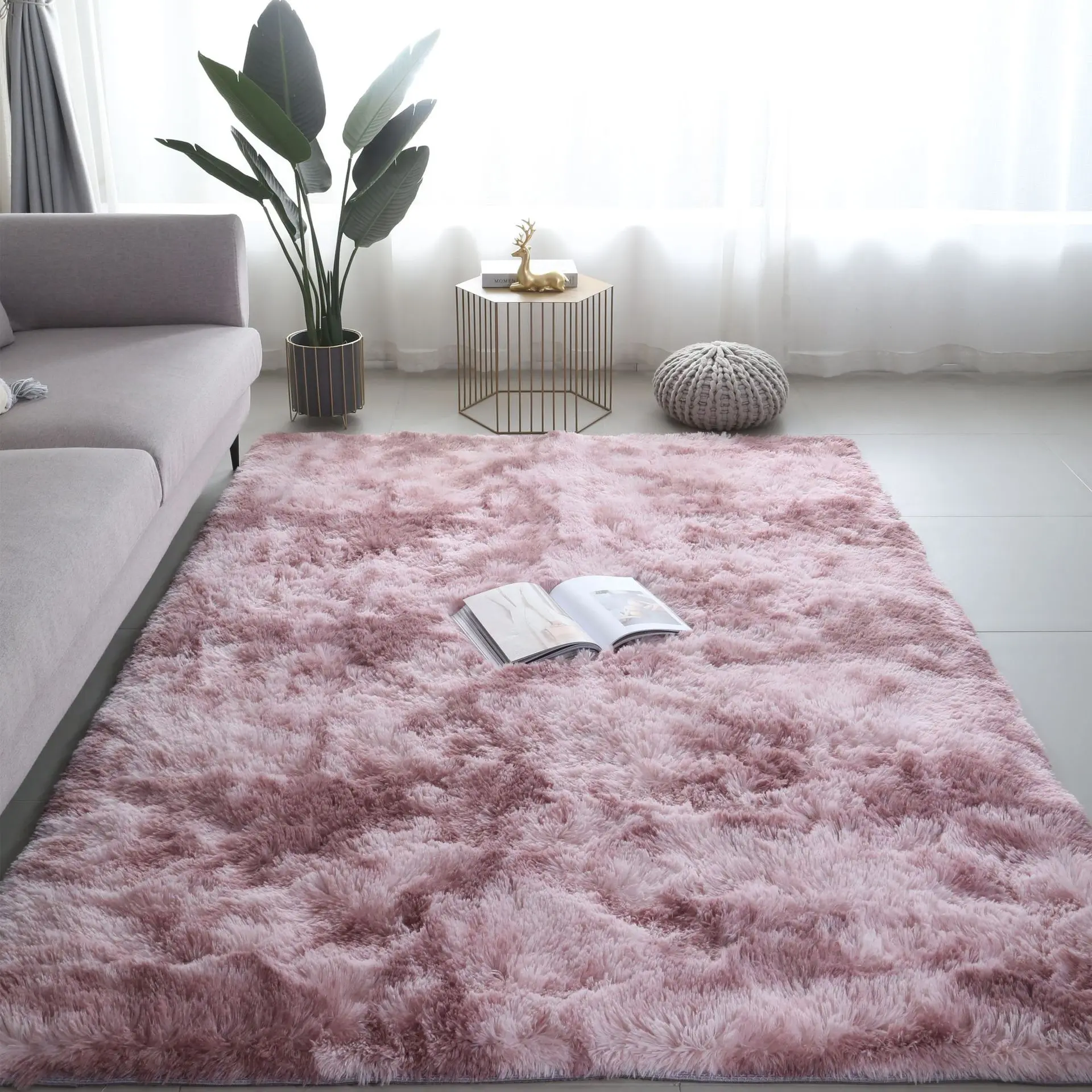 Tie Dye Gradient Velvet Carpet Living Room Coffee Table Pad Bedside Long Hair Washable Full Spread Bedroom Nordic Ins