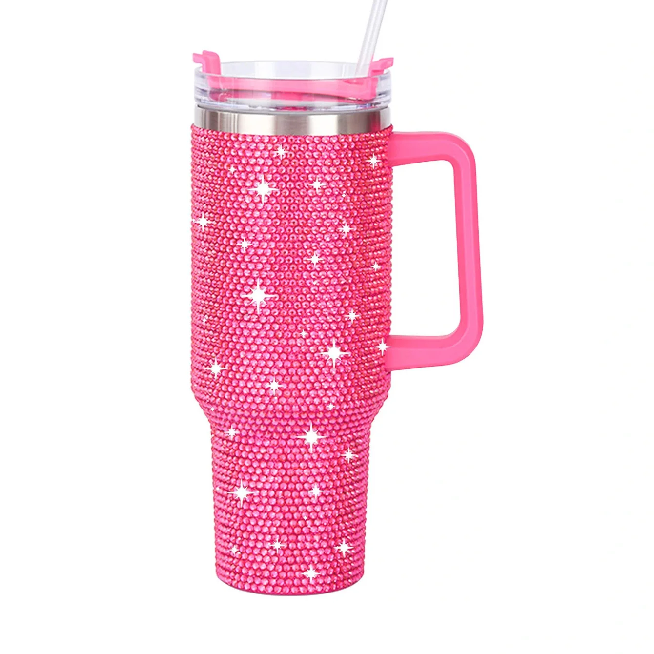 2024 Glitter 40oz Rhinestone Bling Diamond Tumbler With Handle Vacuum Insulated Stainless Steel Bottle Cup With Lid And Straw