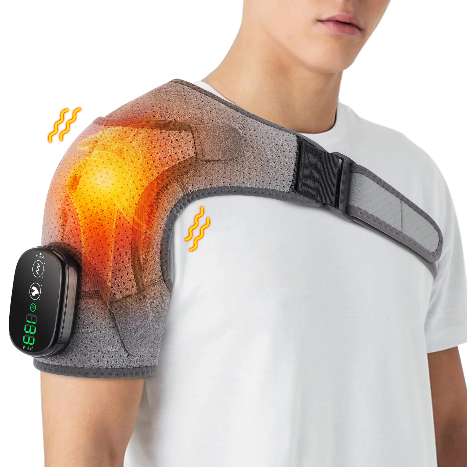 Cordless Heated Shoulder Brace Wrap Massager Electric Heating Vibration Massage Shoulder Pad