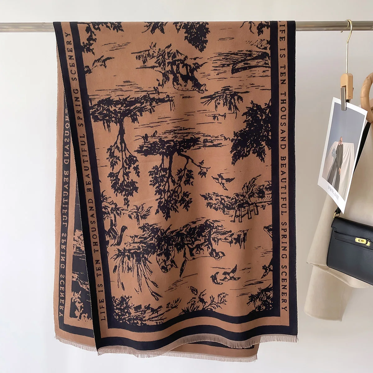 OEM ODM Custom Design Pattern Scarf for Women Warm Pashmina Oversized Thick Winter Shawls Long Stoles Cashmere Feeling Scarf