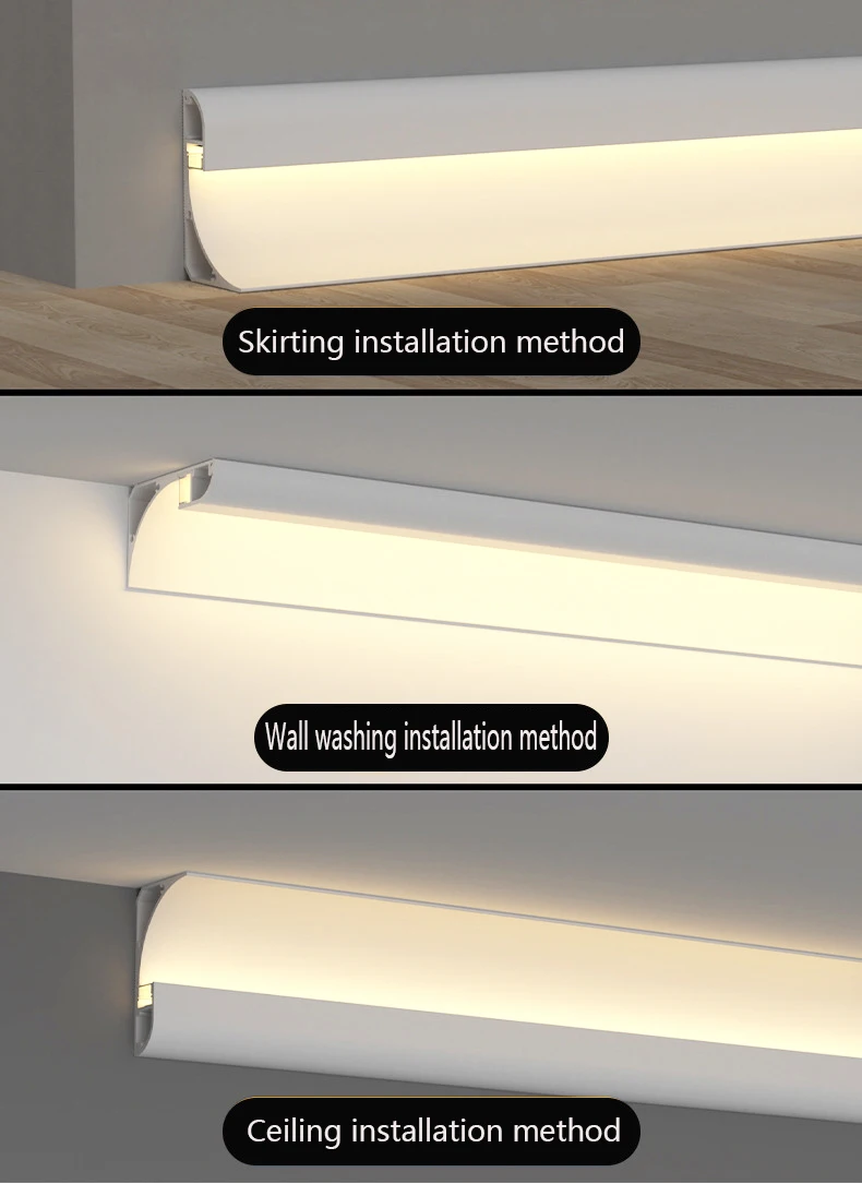 customized Surface mounted no slotting wall lamp no ceiling gypsum line top corner emitting linear lamp for  apartment