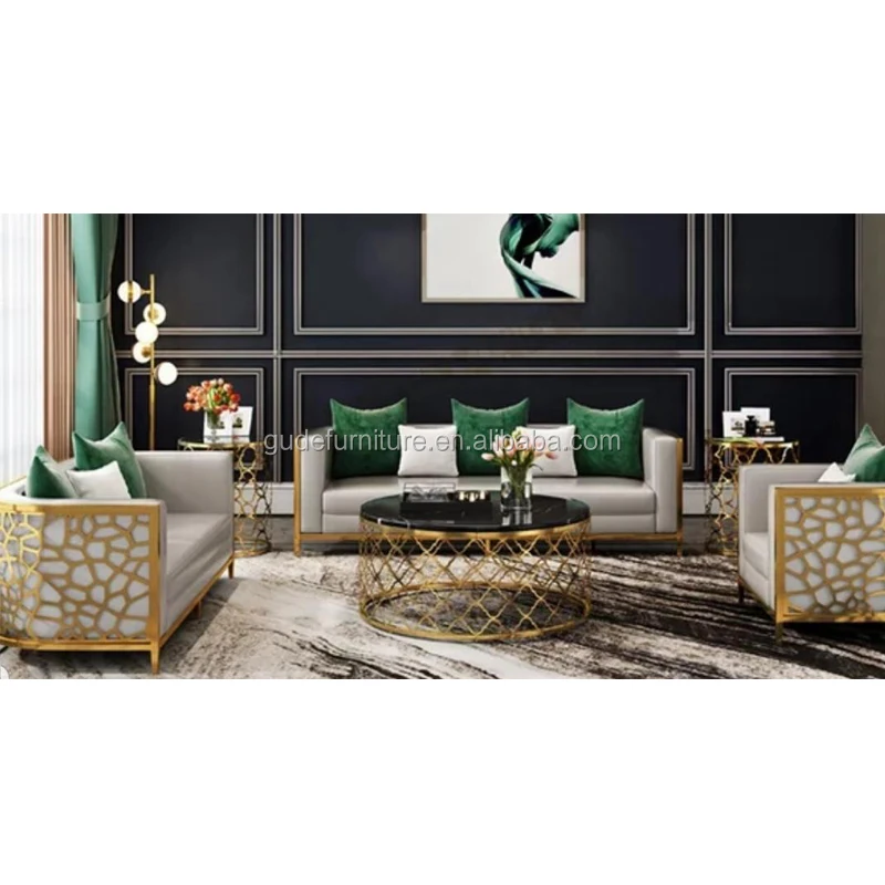 Velvet One/two Seaters Living Room Sofa Stainless Steel Modern Design Navy Green Sofa Sets Bedroom Sets Dining Room Furniture