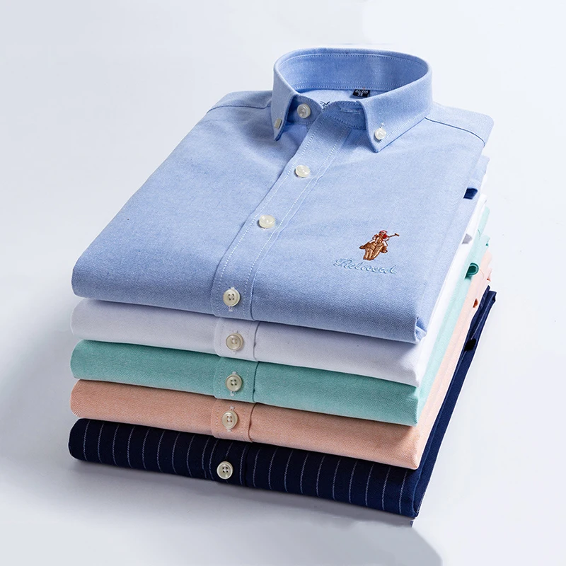 2020 new Spring trendy embroidered Oxford plaid shirts