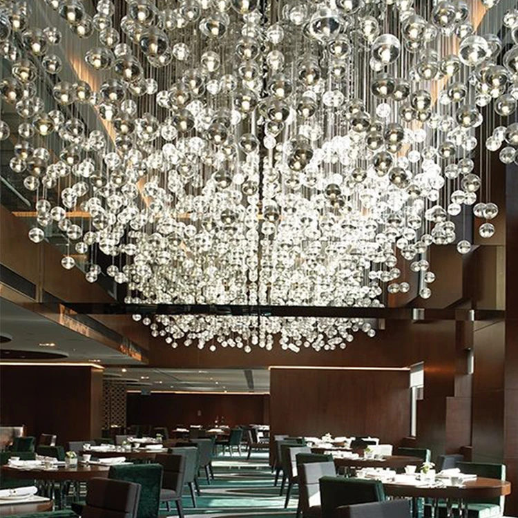 Bubble Solid Balls Light Luxury Hotel Lobby Hall Banquet Crystal Modern Staircase Custom Led