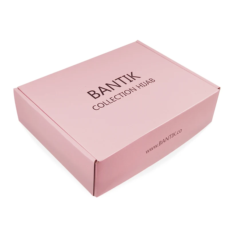 Pink free sample custom logo double side printed corrugated paper shipping box gift box for cosmetics packaging