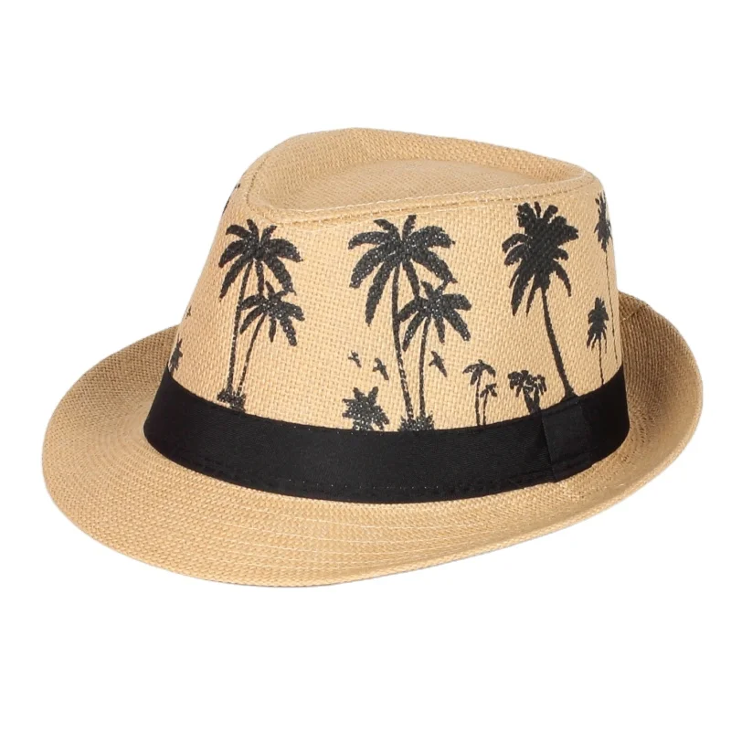 Wholesale Fashion Lady Fedora Trilby Gangster Cap Straw Panama Hat Men Women Summer Beach Paper Jazz Hats Spring Summer Autumn
