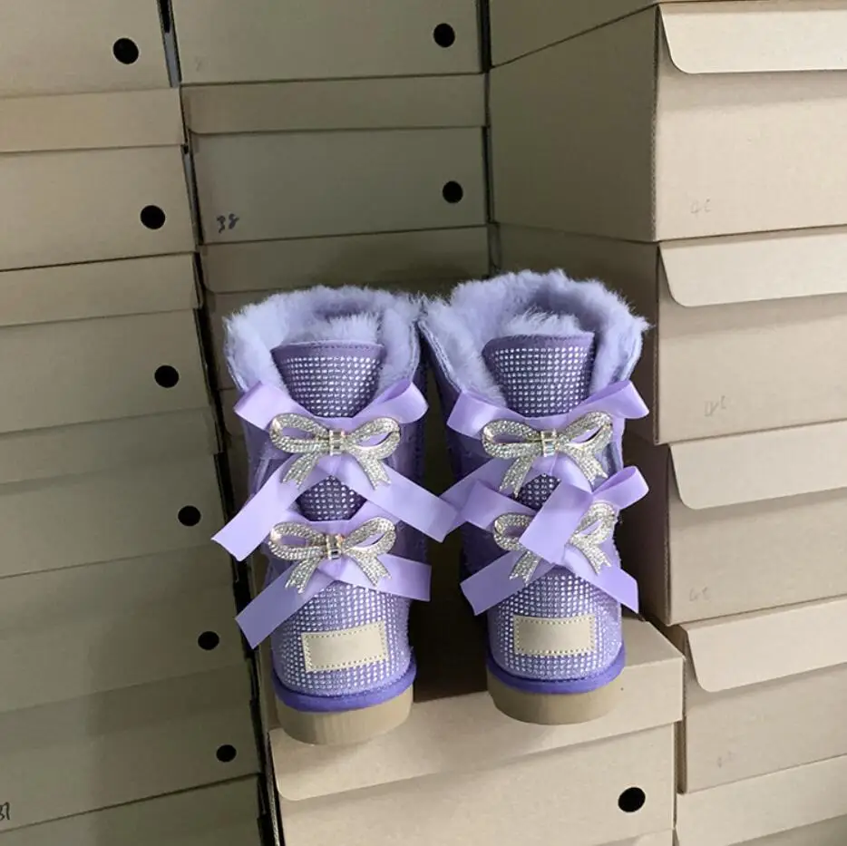 2022 New Water Diamond Sheepskin Fur Integrated Snow Boots