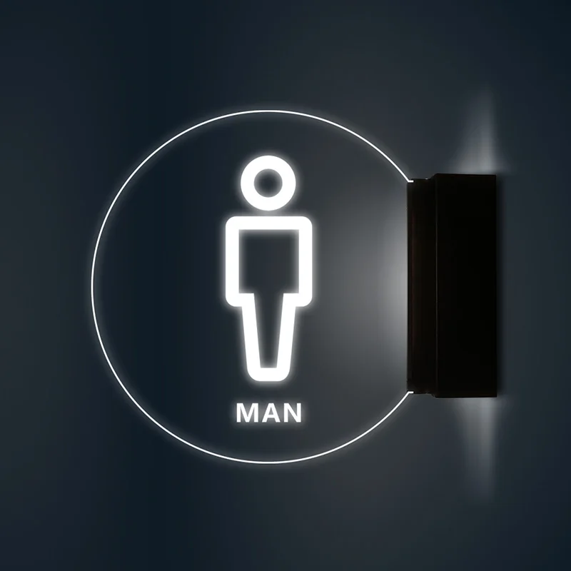 
Custom Print Led Male Female Disable Toilet Signs Light Led Acrylic Hanging Sign Board 