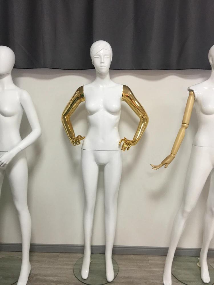 Factory Hot Sale Shop Gold Head White Chrome Mannequins For Sexy Mature Female Dummy