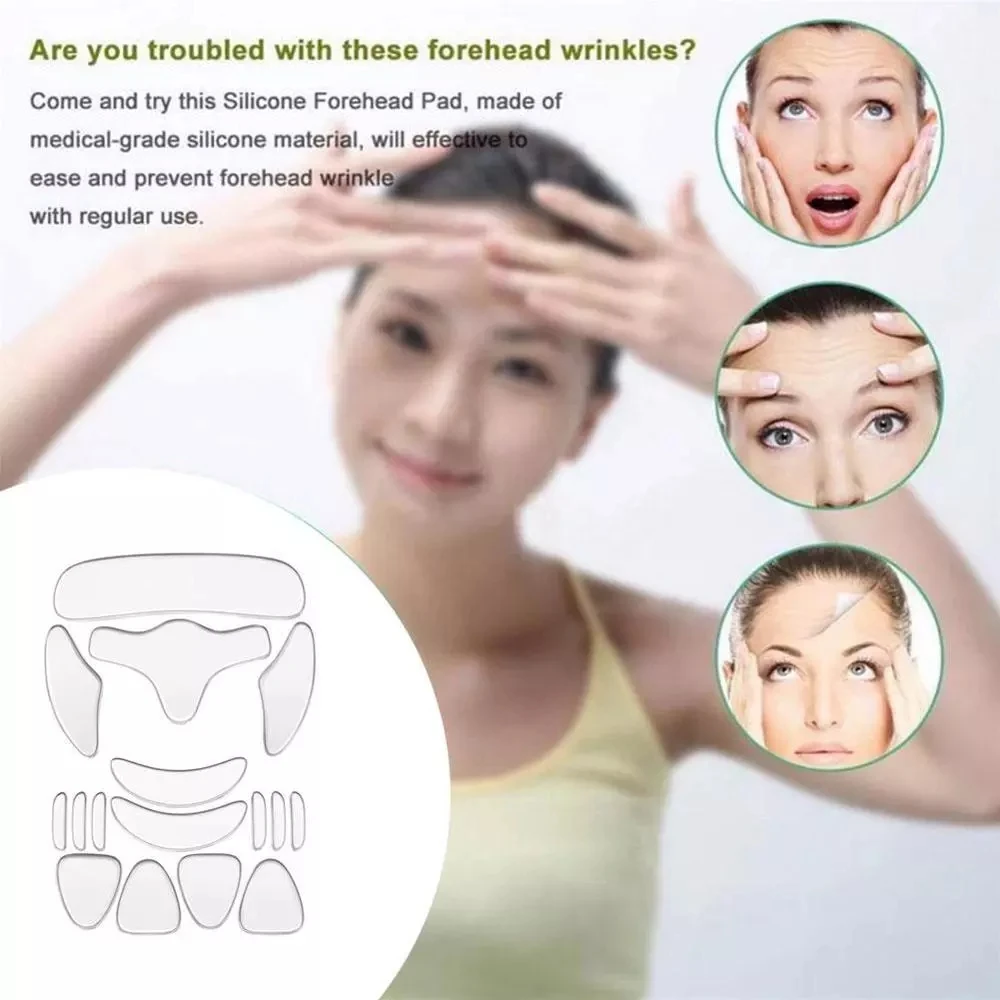 
MSDS Customize Reusable 16pcs Set Face Wrinkle Remover Silicone Anti-Wrinkle Anti Aging Facial pads For Adult 