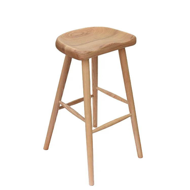 Modern unique bar stool cafe bar high chair dining chair ash wood solid wood bar stool
