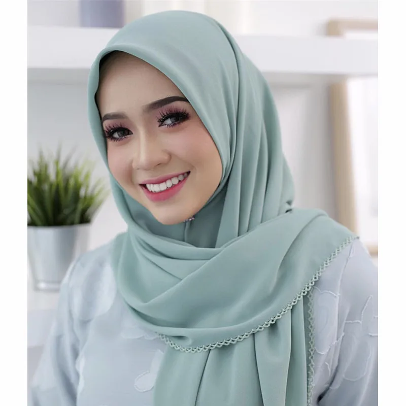 Dropshipping Free Sample Factory New Fashion Soild Color Headscarf Muslim Hijab Bubble Chiffon Scarf Women