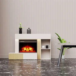52 Inch Living Room Cabinet Wooden TV Unit 3D Flame Electric Fireplace TV Stand Modern TV Cabinet