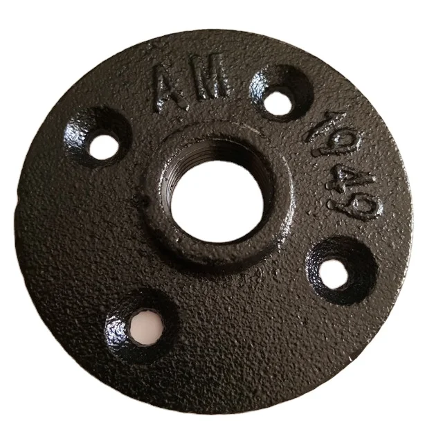 black malleable iron pipe fitting floor flange DN15 black color