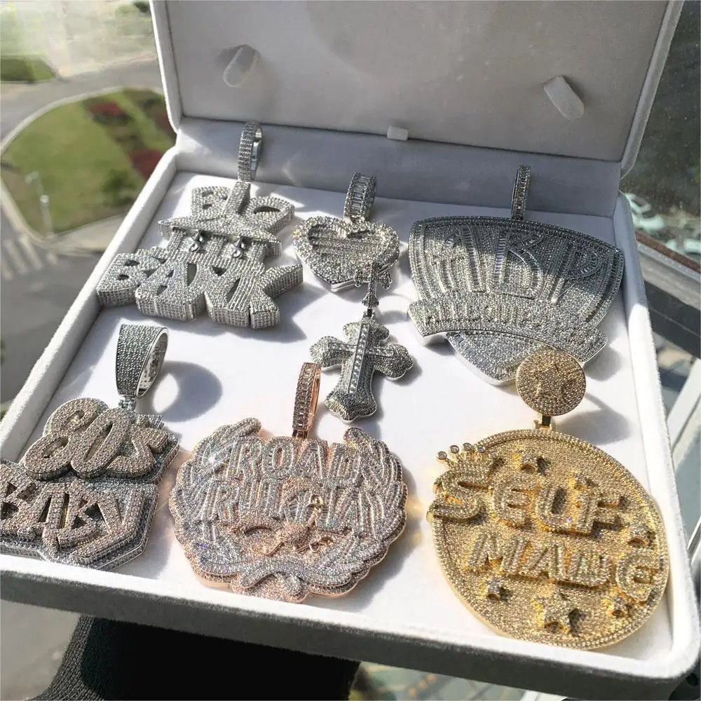 Factory Directly Hot Selling Various Design High Quality Micro Pave CZ Jewelry Iced Out In Stock Hip Hop Men Thick Pendant