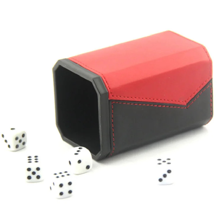 New Design Gaming Dice Cup White 5 Dice Custom Logo PU Leather /PVC Shaker Dnd Dice Cup Set