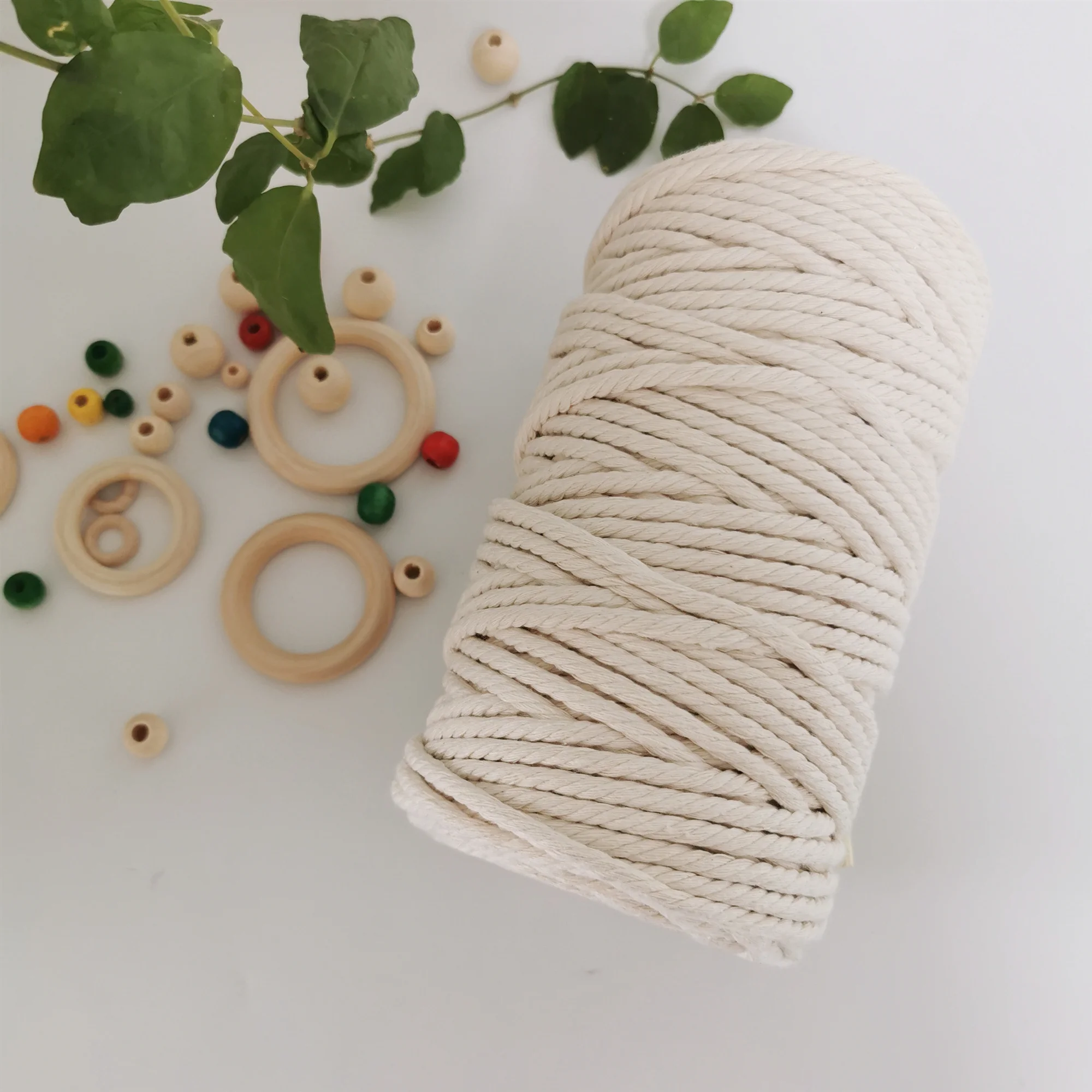 Wholesale handmade Decorations Softer Natural Cotton Bohemia Macrame Cord 6mm cotton rope for  DIY Wall Hanging