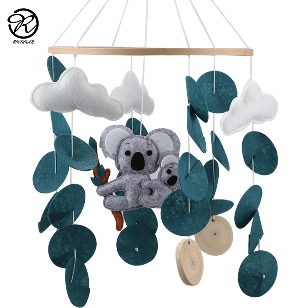 baby crib cot mobile elephant balloon airplane felt mobiles baby wood frame hanging decor kids musical mobile toy
