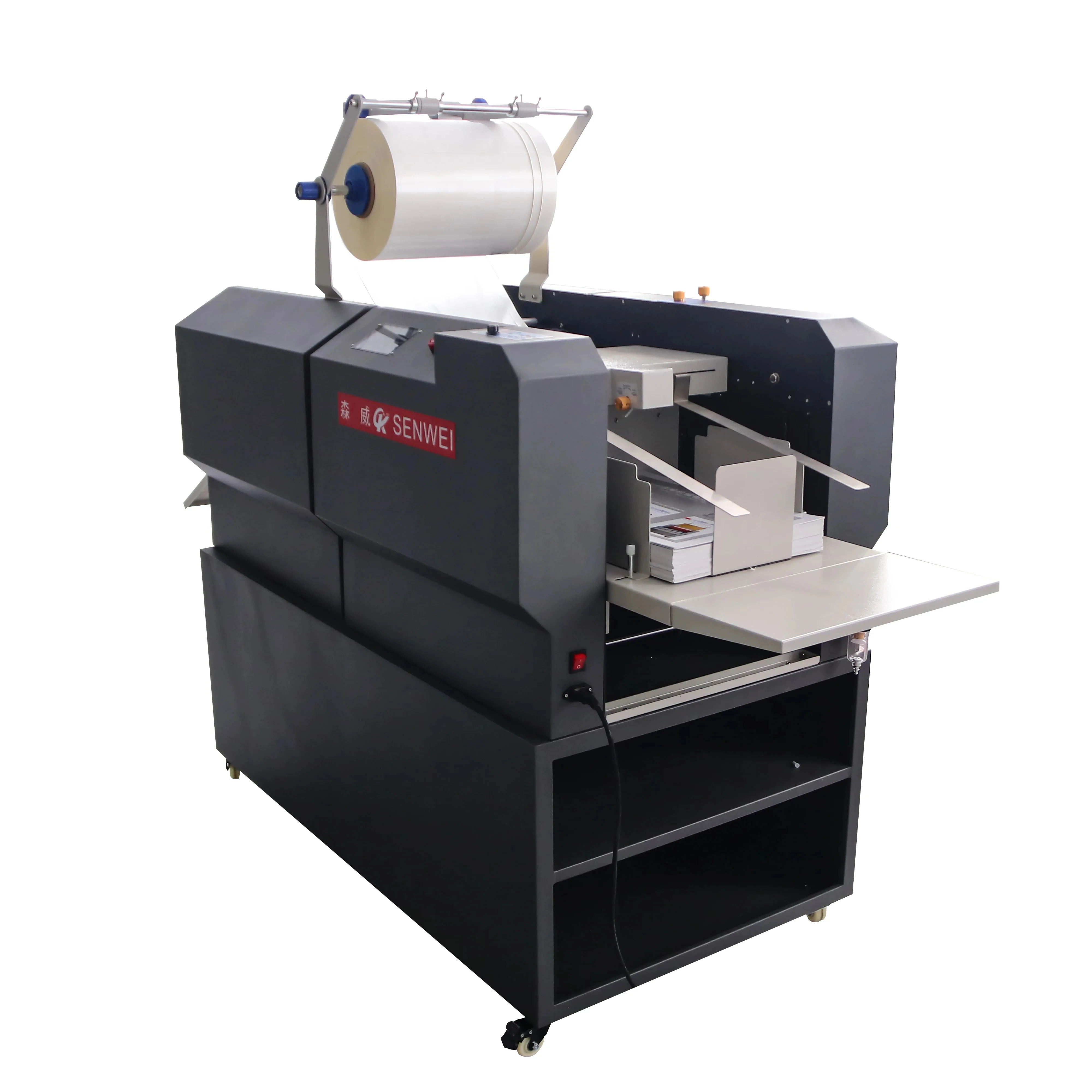 SMFM390G-Pro SENWEI Fully automatic Suction feed with Overlap screen touch 390 laminating machine hot roll oil heating laminator