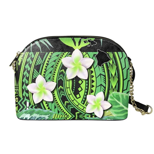 
Crossbody Bag for Women Tribal Polynesian Plumeria Print Shoulder Bag Hawaiian Mini Casual Sling Bag With Chain Bols 